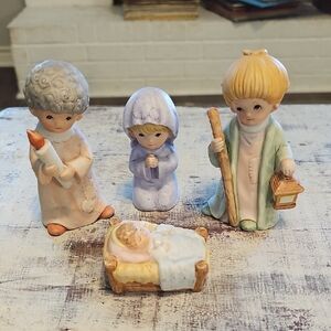 ✝️ ​HOMCO #5602 4-Piece Miniature Nativity Set Vintage Ceramic Figurines